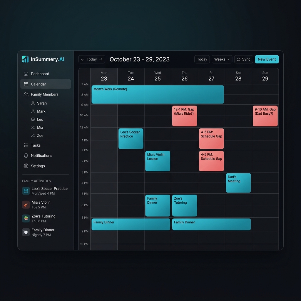 In-Summery.AI schedule concierge dashboard