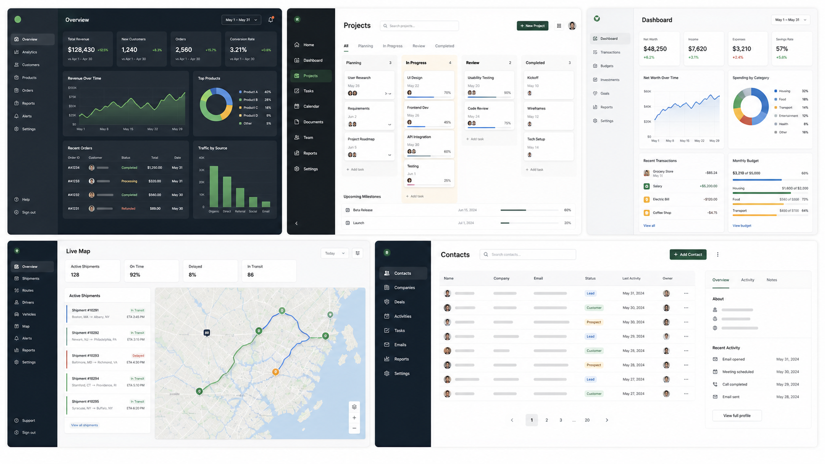 Generated collage of software project interface previews